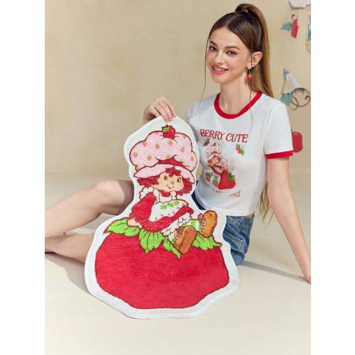 Strawberry Shortcake X SHEIN 1pc Cartoon Character & Strawberry Pattern Shaped Floor Mat
