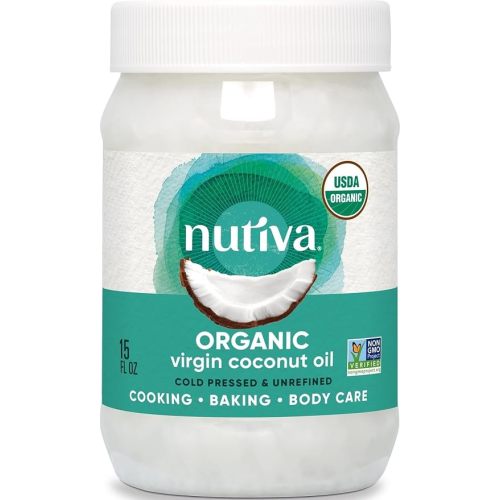 Nutiva Organic, Cold-Pressed, Unrefined, Virgin Coconut Oil from Fresh, non-GMO, Sustainably Farmed Coconuts, 15-ounce