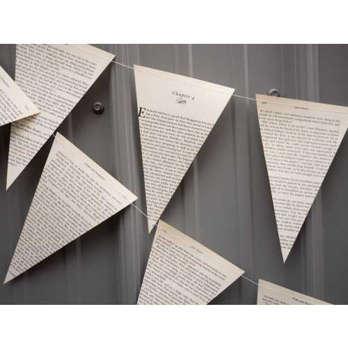 Pride & Prejudice Book Page Bunting - Upcycled Book Pages - Jane Austen, book party, book club decoration, library, wedding or baby shower