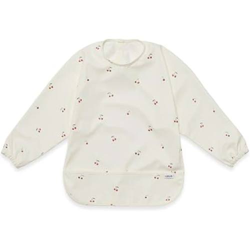 Amazon.com: Lalo Long Sleeve Smock Bib, Machine Washable, Waterproof, 6M-2Y | Baby Long Sleeve Smock Bib, Catcher Pocket, Recycled Polyester, Machine Washable, Cherry Size 6M-2Y