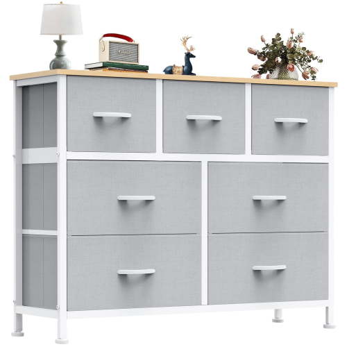 SWEETCRISPY Fabric Dresser With 7 Drawers, Storage Chest For Bedroom, Closet, Living Room, Hallway - Available In Gray