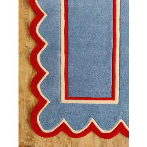Scalloped Geometric Floral Stair Runner, Handcrafted Tufted Runner, New Zealand Wool Runner, Hallway Runner, Wool Runner Entryway, Gifts
