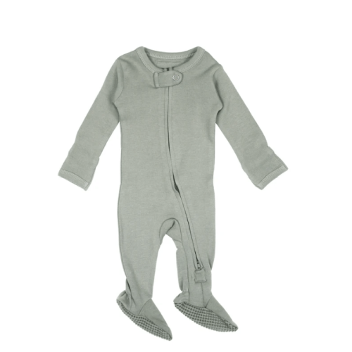 0-3m | Seafoam | Organic Zipper Footie