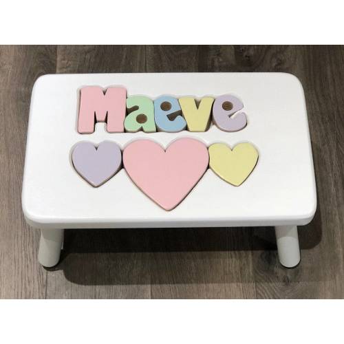 Personalized Puzzle Heart Stool