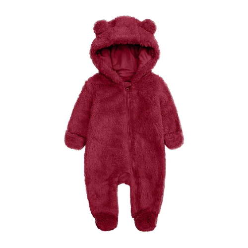 FAIWAD Newborn Baby Fleece Footie Snowsuit Unisex Winter Warm Thicken Zip Up Hooded Outfits for Girls Boys