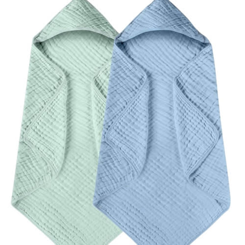 Yoofoss Hooded Baby Towels for Newborn 2 Pack 100% Muslin Cotton Baby Bath Towel with Hood for Babies, Infant, Toddler and Kids, Large 32x32Inch, Soft and Absorbent Newborn Essential