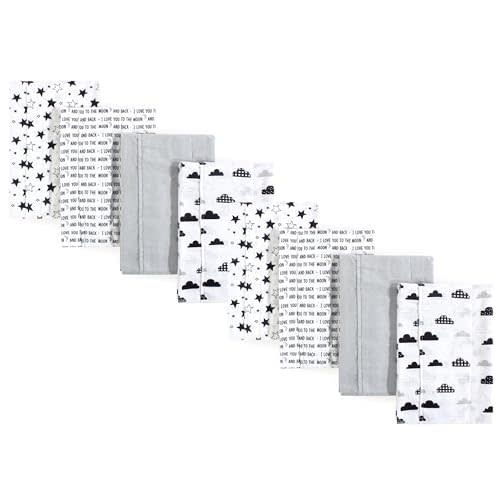 Hudson Baby Cotton Poly Flannel Burp Cloths Multipack, Moon and Back 8-Pack, One Size