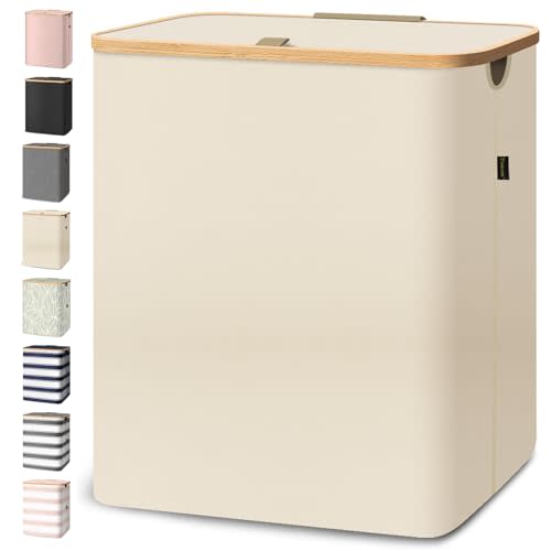 BALEINE 140L Laundry Hamper with Lid, Large Laundry Basket Bin | Large Capacity, Easy-Access Lid, Shape-Retaining Structure, Pull Handles, Ideal for Bedroom, Dorm, Laundry Room