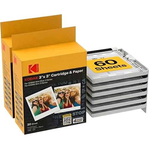KODAK 4PASS 3x3" All-in-One Cartridge Refill (60 Sheets) Only Compatible with Mini 3 Retro/Era and Mini Shot 3 Retro/Era