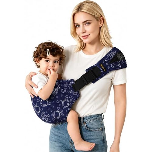 Baby Sling Carrier for Toddlers, Adjustable One-Shoulder Toddlers Sling Carrier, Lightweight Breathable Baby Carrier for Travel, Walking & Daily Use, Ergonomic Baby Holder (Blue)