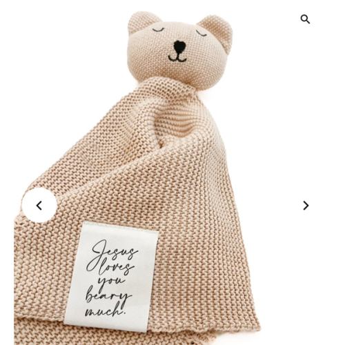 Jesus Loves You Beary Much Bear Knit Blankie – OUR HOUSE ABOVE