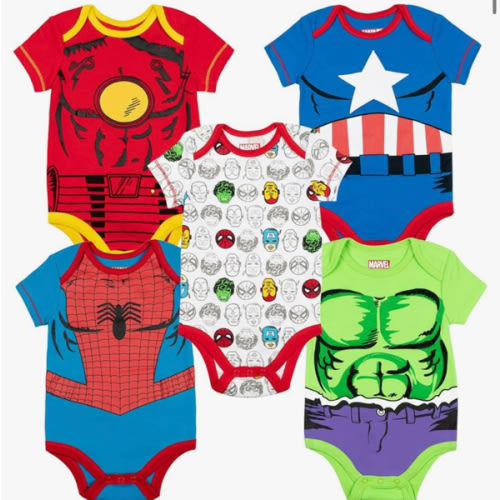 Marvel Avengers Baby 5 Pack Bodysuits Newborn to Infant Sizes (Newborn - 24 Months)