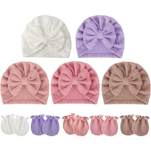Baby Turban Hats and Mittens Set