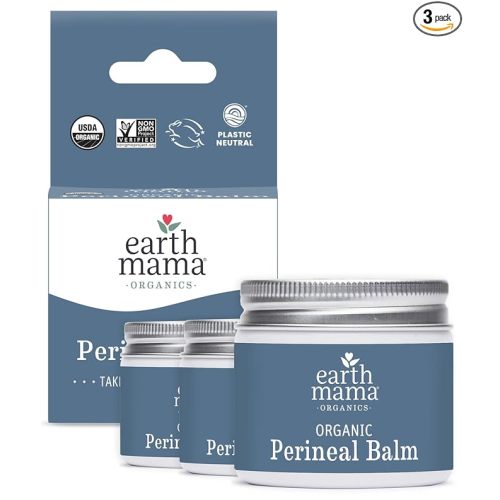Earth Mama Organic Perineal Balm | Naturally Cooling Herbal Salve for Pregnancy and Postpartum Relief with Witch Hazel & Calendula, Feminine Care Essentials, No Benzocaine or Butane, 2-Oz (3-Pack)
