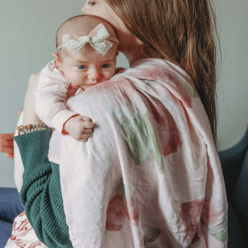 Shower of Roses Catholic Baby Blanket | Muslin Swaddle