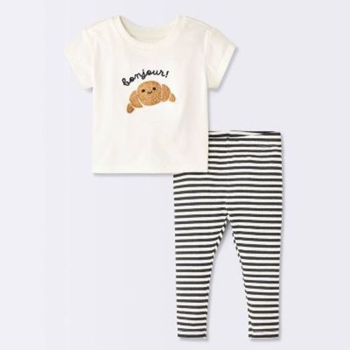 Baby Bonjour Croissant T-Shirt and Shorts Set - Cloud Island™ Cream 6-9M