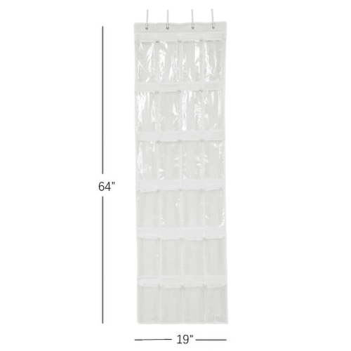 Mainstays 24 Pocket over the Door Non Woven Closet Shoe Organizer, Arctic White, Adult and Kids