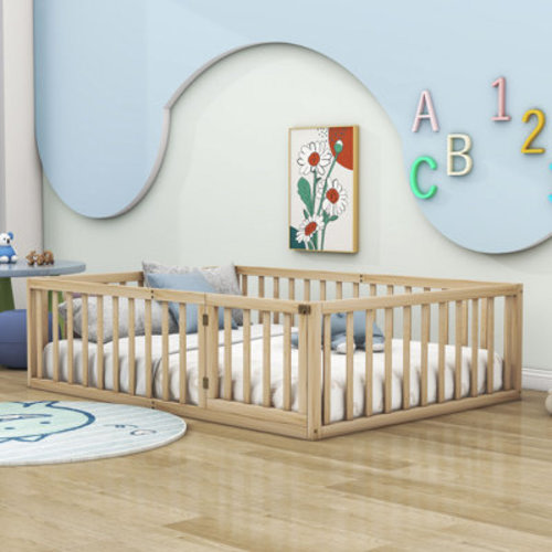 Harriet Bee Hajer Wood Platform Bed with Fence and Door & Reviews | Wayfair