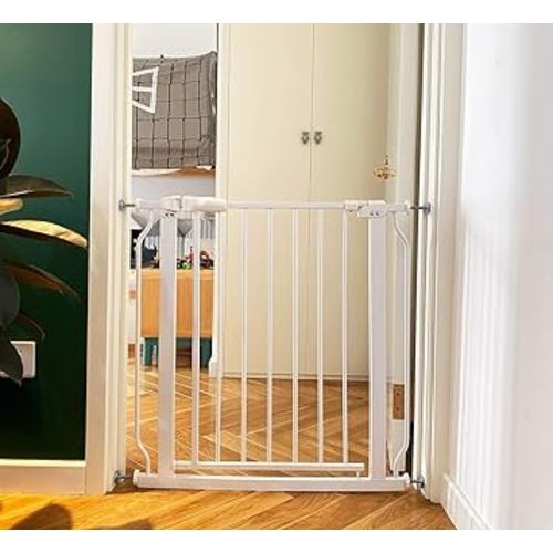 BalanceFrom Easy Walk-Thru Safety Gate for Doorways and Stairways with Auto-Close/Hold-Open Features, 30-Inch Tall, Fits 29.1 - 33.8 Inch Openings, White
