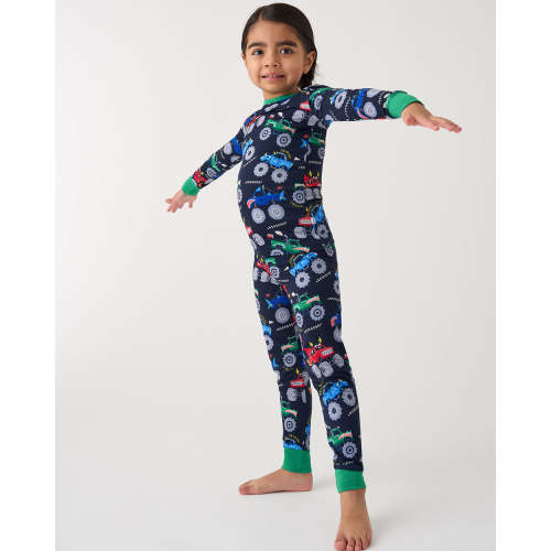 Monster Truck Madness Two-Piece Pajama Set - Little Sleepies