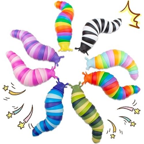 Cevioce Easter Basket Stuffers for Kids 8 PCS Fidget Toys Slug for Adults Anxiety Sensory Toys for Party Favors Toddler Age 3-4 ADHD Autism Toys for Anxiety Stress Easter Gifts for Boys Girls