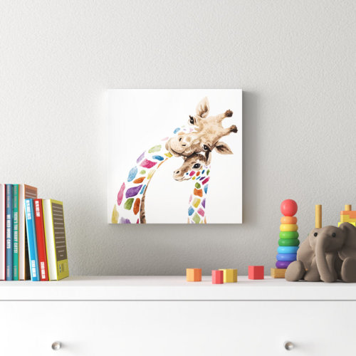 Mack & Milo™ Brandenburg Colorful Mom And Baby Giraffes Canvas Art & Reviews | Wayfair