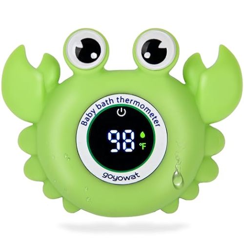 Baby Bath Thermometer Crab Toy - Digital Floating Water Thermometer with LED Display & Color Alerts for Infants, Cute Bath Tub Sensor & Safe Bath Time Essential Toy