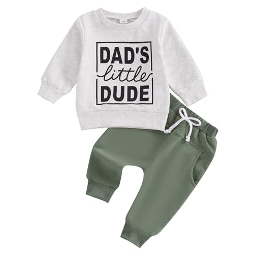 Kupretty Toddler Baby Boy Fall Winter Clothes Letter Graphic Long Sleeve Sweatshirt Pullover Tops + Joggers Pants Outfit Set
