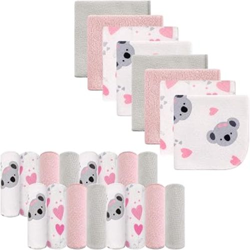 Baby Washcloths, 24Pack Baby Wash Cloths Extra Soft & Ultra Absorbent, Baby Towels and Washcloths Face Towels for Unisex Boys Girls Body, Washclothes Gentle on Sensitive Skin, 9x9 Koala