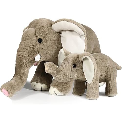 Ice King Bear Mom and Baby Stuffed Animals Set Zoo Wild Animals (Elephant)