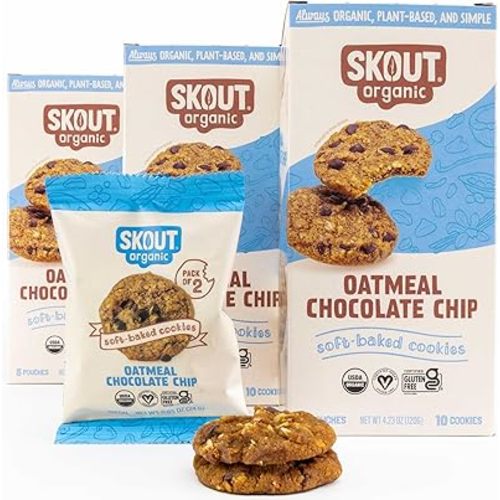 Skout Organic Oatmeal Chocolate Soft Baked Cookies (3 Pack) | Soft Baked Cookies | Plant-Based | Vegan | Gluten, Dairy, & Soy Free