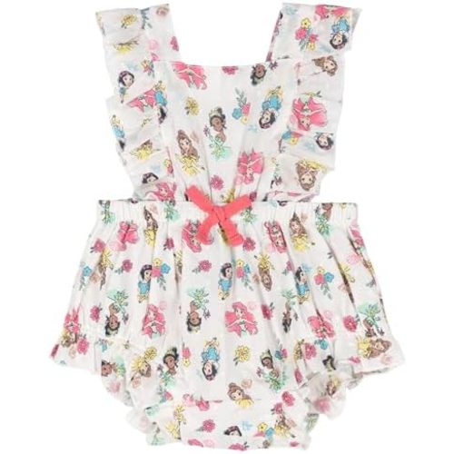 Disney Junior Baby Girls Square Neck Sleeveless Ruffle Romper Newborn to Infant Sizes (Newborn - 24 Months)
