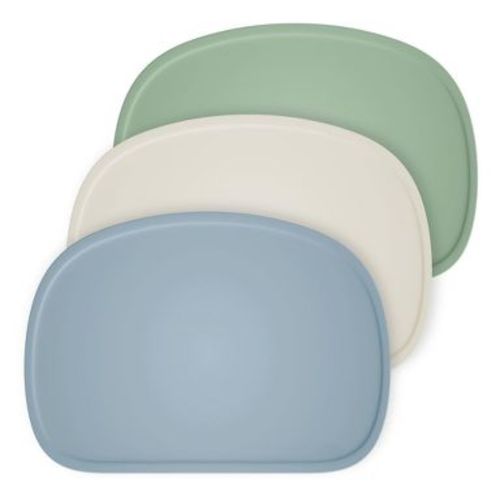 Aoibox Set of 3 Silicone Placemats with Raised Edges for Kids, Toddlers & Babies, Non-Slip Dining Table Mat, Baby Eating Mat, Food Mat