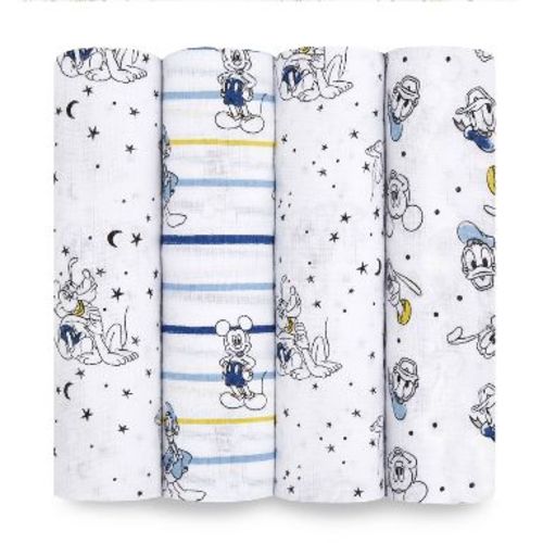 aden + anais essentials Swaddle - White/Mickey Stargazer 4pk