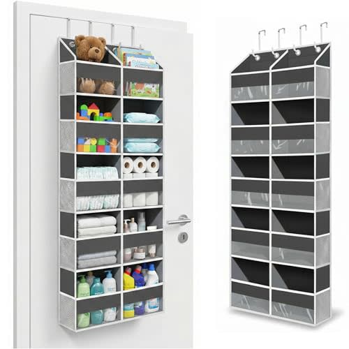 10-Pocket Over the Door Organizer with Heavy-Duty 600D Oxford Fabric, Upgraded Hooks with Silicone Protectors for Dorm, Closet Storage, Bedroom, Bathroom