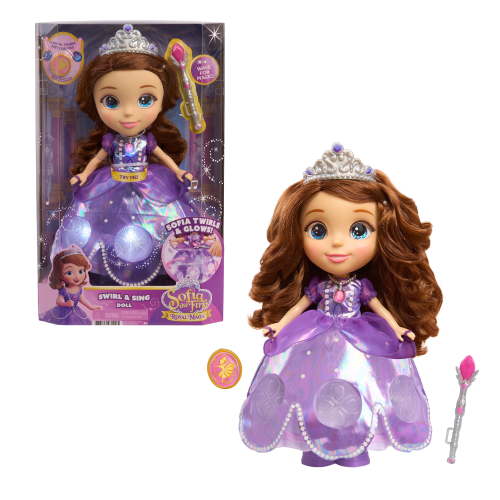 Disney Jr. Sofia the First Swirl & Sing Doll, Light-Up Twirling Princess Doll with Music and Phrases, Ages 3 and Up.