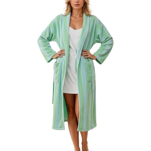 Women Fleece Fruit Print Robe Cute Robes for Women Spring Summer Lightweight Bathrobe Soft Flannel Gown with Belt