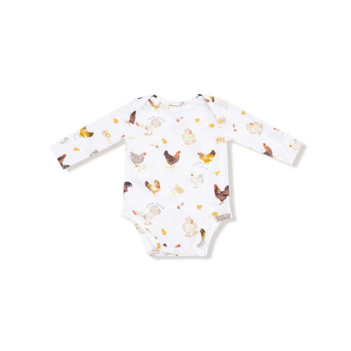 Long Sleeve Bodysuit, Collector Chickens