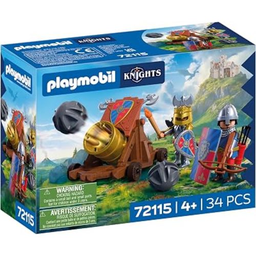 Playmobil | Knights | Lion Knights with Battle Cannon | Cannon with 2 Knights and Firing Function | Knights Toy for Children Aged 4+ | 72115