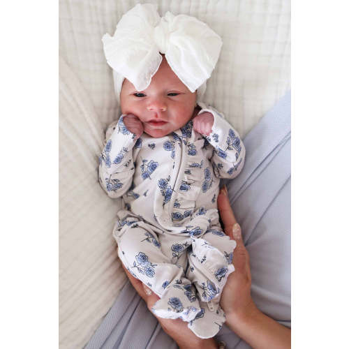 Sapphire Garden Ruffle Zipper Footie