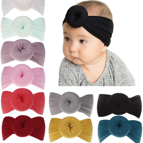 inSowni Super Stretchy Nylon Donut Ball Headbands for Baby Girls Toddlers Infant