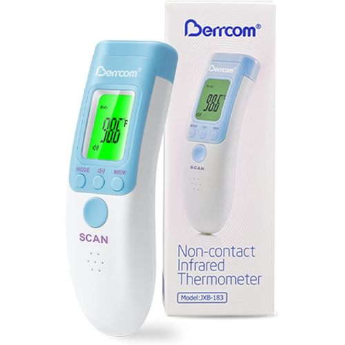 Berrcom Forehead Thermometer for Adults and Kids, Non-Contact Infrared Digital Thermometers for Fever, Room, and Object, Touchless Temperature Gun with Fever Alert