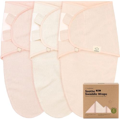 3-Pack Organic Swaddles for Newborns, Baby Sleep Sacks 0-3 Months - Baby Swaddle Wrap, Newborn Wearable Blanket, Infant Sleep Sack for Girls, Boys, Soft & Snug, Large Hook & Loop Closure (Ripple)