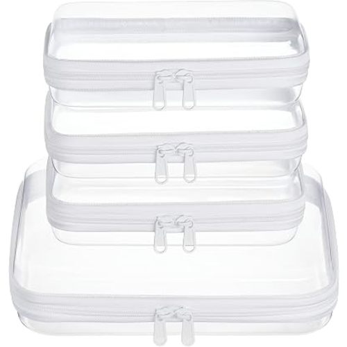 4 pcs Clear Zipper Pouches,Hard Shell Zipper Case