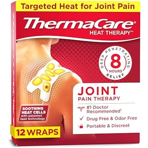 ThermaCare Portable Heating Pads - Adhesive, Disposable HeatWraps for Joint & Muscle Pain Relief - Multi-Purpose, Drug-Free Therapy with Flexible Fit - 12-Count
