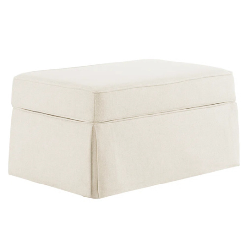 Ebern Designs 30.3'' W Skirted Upholstered Storage Ottoman in color Beige