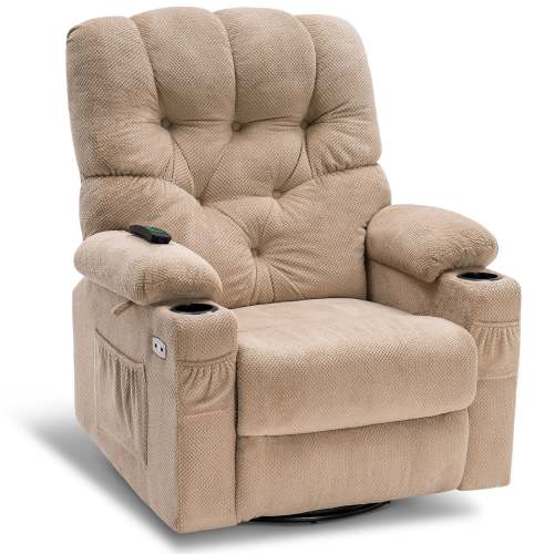 Power Recliner Chair, Swivel Glider Rocker, Fabric 7797