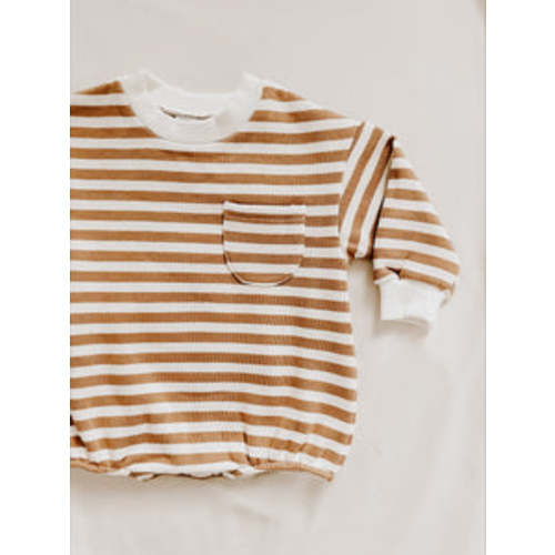Sweatshirt Romper - Tan Stripe – 0-3 months
