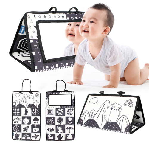 BESTSKY Tummy Time Mirror High-Contrast Patterns Black and White Baby Toys Stimulate Baby's Vision High Contrast Baby Toys for Newborn Multicolor 3