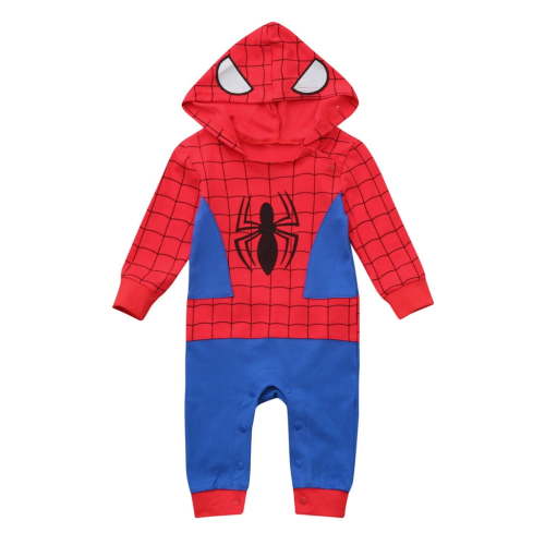 HTQWLP Infant Superhero Bodysuit, Newborn Boy Long Sleeve Hooded Fleece Jumpsuits, Superhero Baby Boys Romper, Halloween Party Fancy Dress up Performance Costumes for Toddler, 3-6M